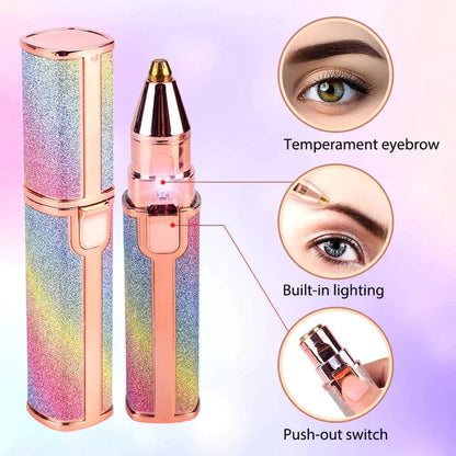 2 In 1 Rechargeable Flawless Eyebrow Hair Remover & Facial Hair Trimmer